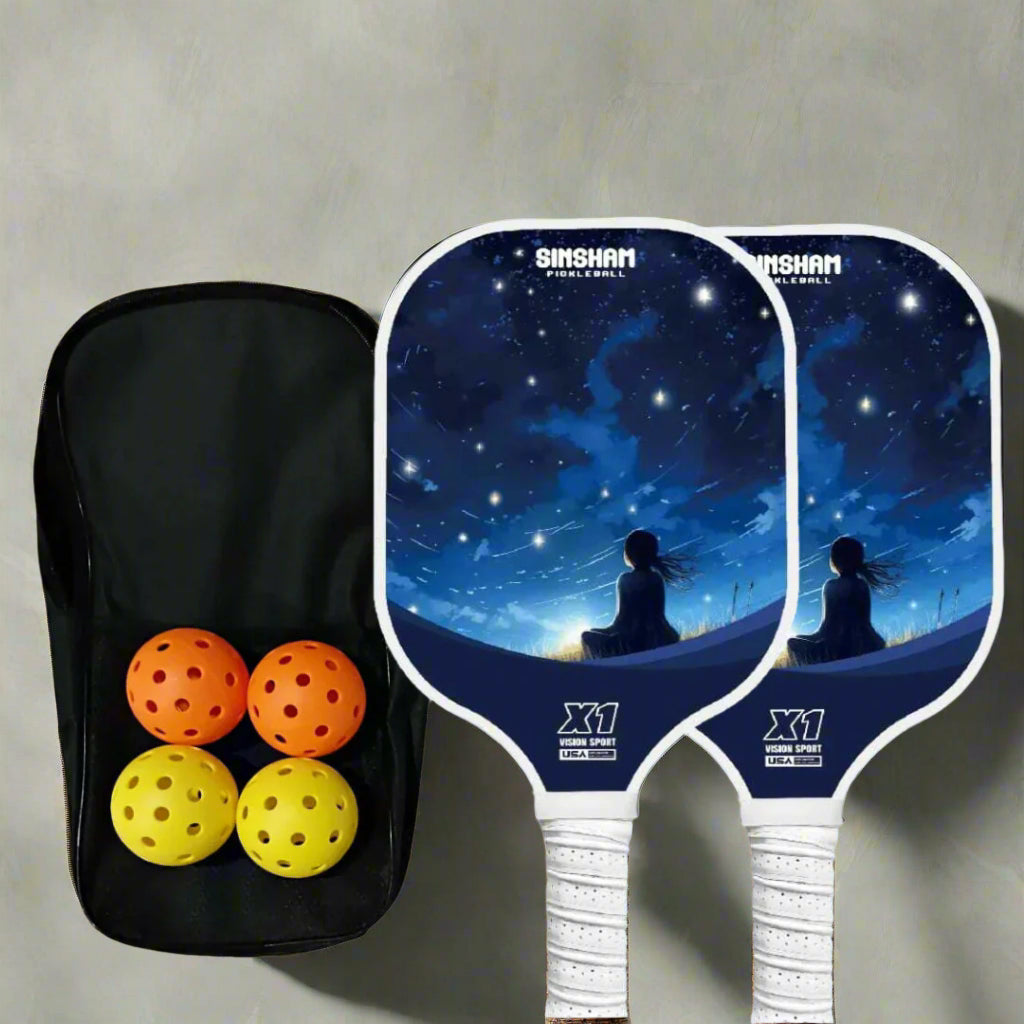 Black and White Pickleball Paddle Set