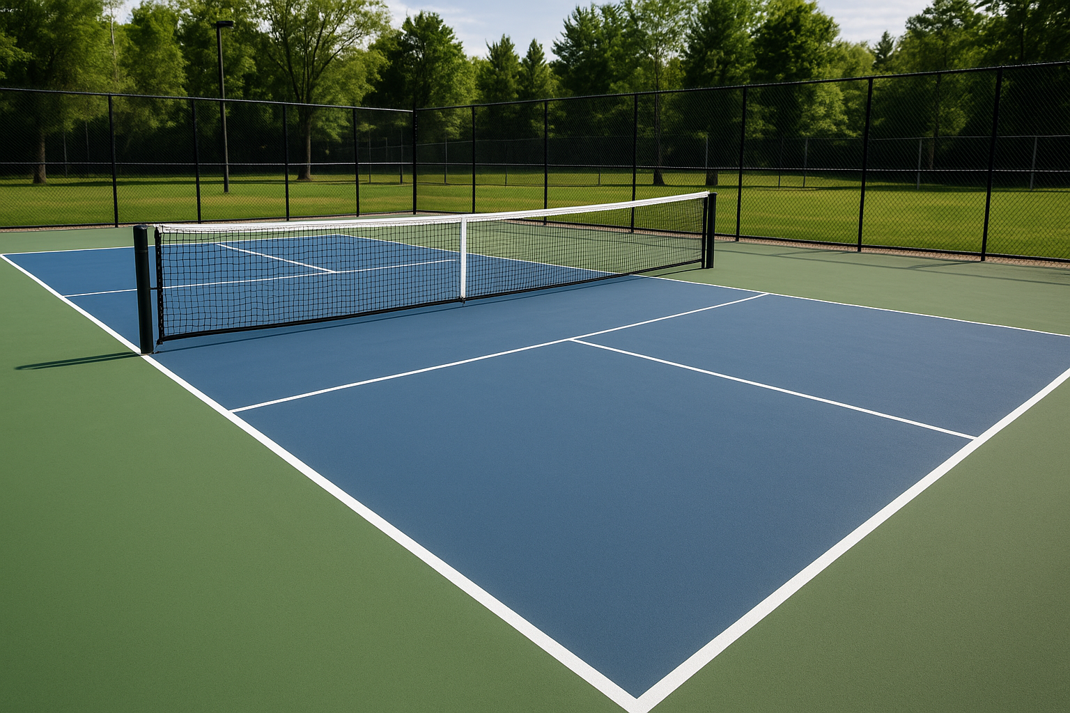 realistic photo of a pickleball court