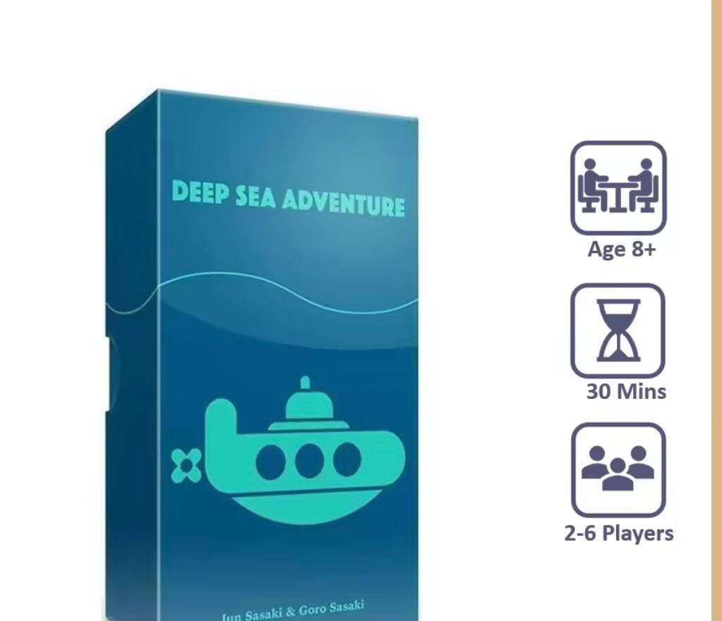 Deep sea adventure board game, age 8 years and above, 30 minutes, about 2 to 6 players