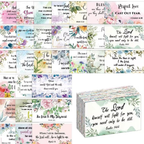 Set of colorful bookmarks with bible verses and floral designs.