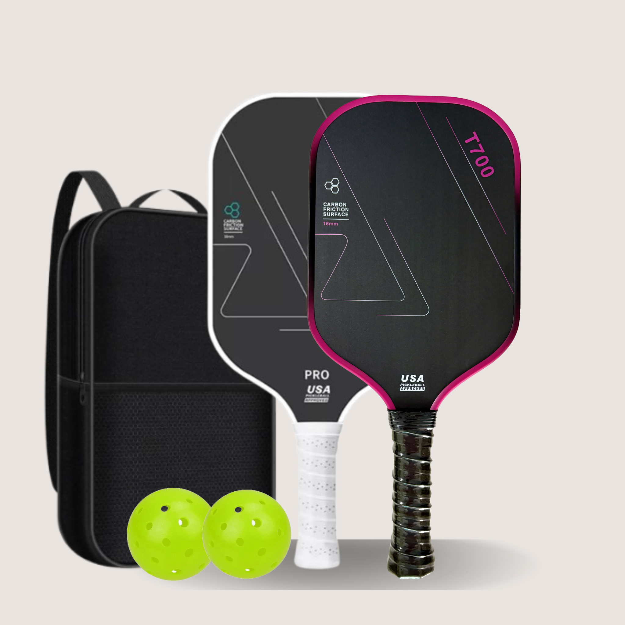 White & Gradient Pink T700 16mm Paddle Set
