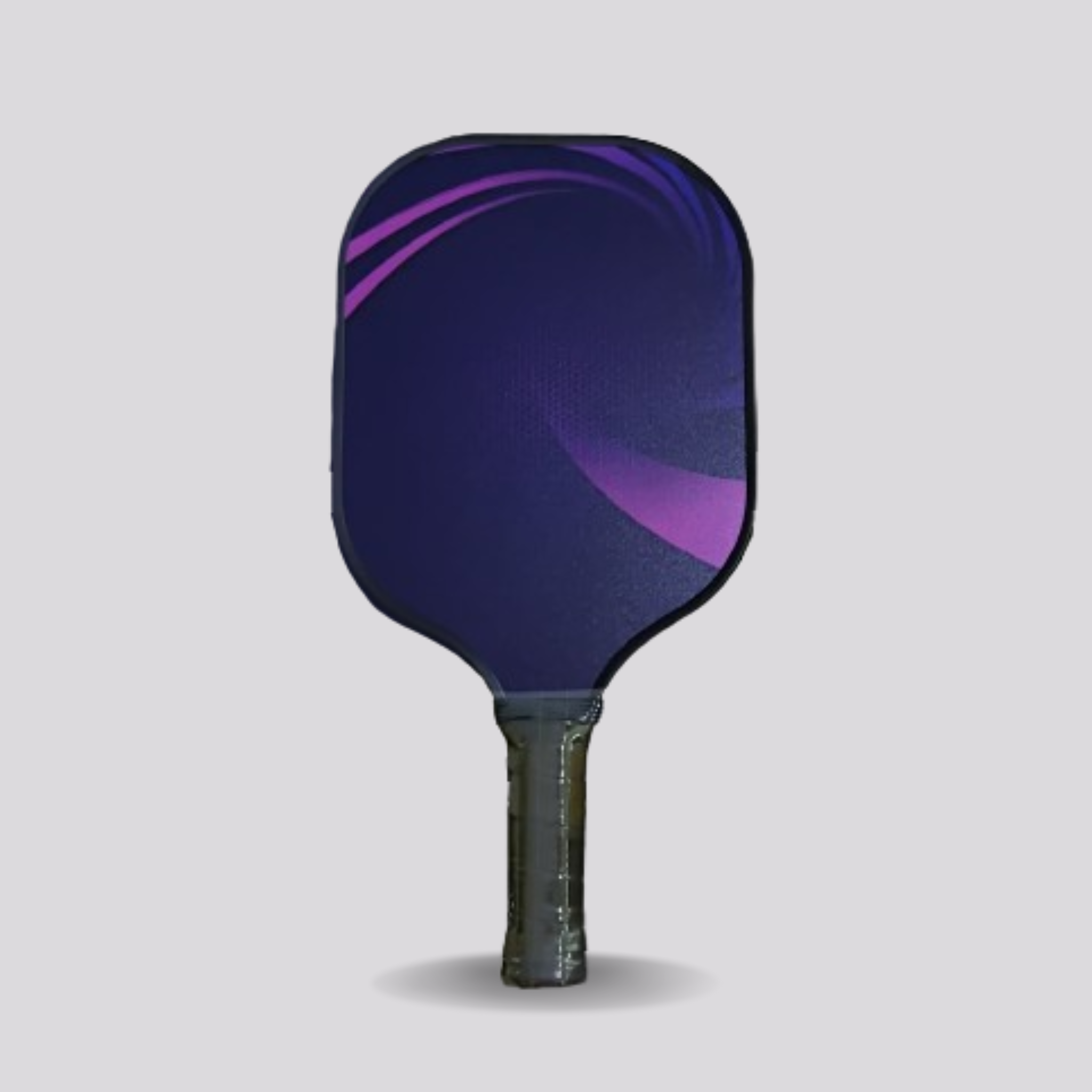 Purple pickleball paddle on a light gray background