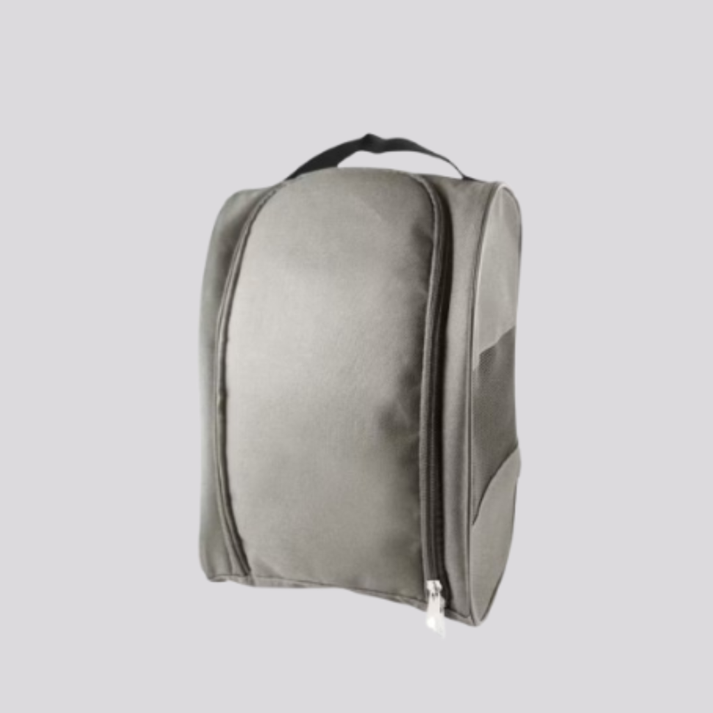 Gray shoe bag on a light gray background