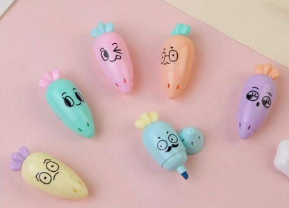 Cute Carrot Highlighter - Set of 6