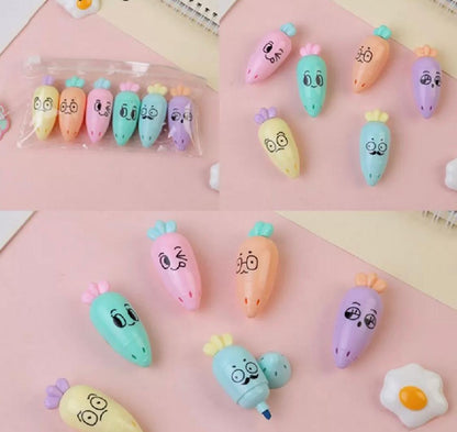 Cute Carrot Highlighter - Set of 6