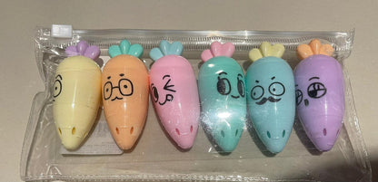 Cute Carrot Highlighter - Set of 6