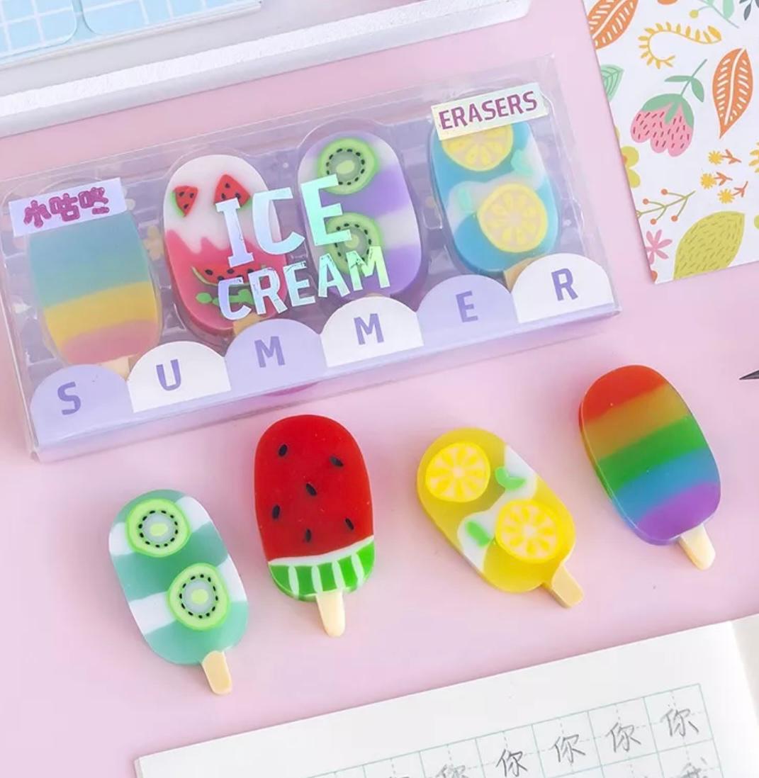 Set of 4 Ice-cream stick Eraser