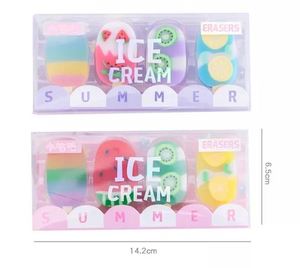 Set of 4 Ice-cream stick Eraser