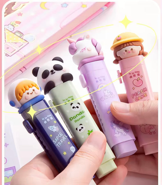 Eraser stick with cute topper (set of 10)