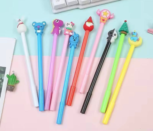 Cute Pen with cartoon topper (Set of 10)