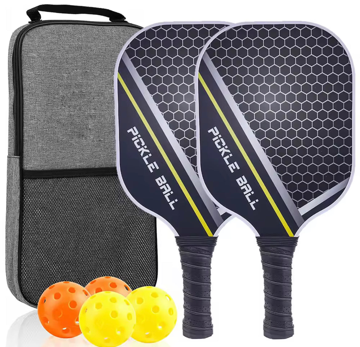 Carbon Pickleball Paddle - Set  of 2 (Striped Honeycomb)