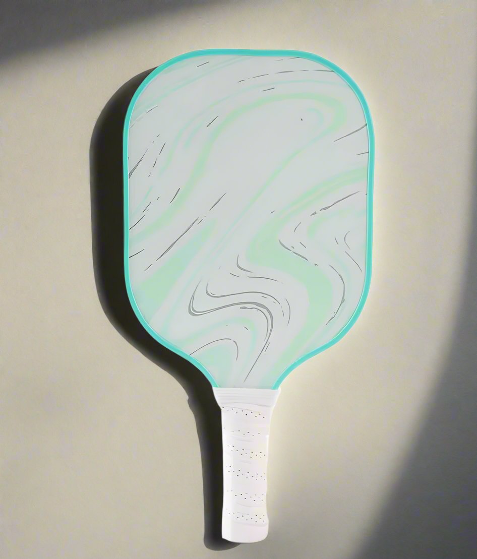 Pickleball Paddle with light green swirls.