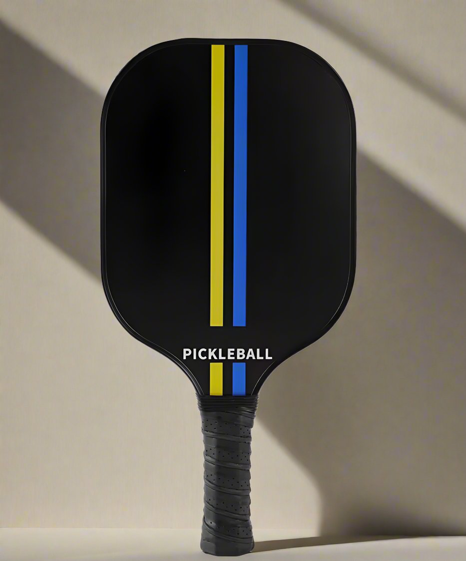 Pickleball Paddle with Blue and Yellow stripes