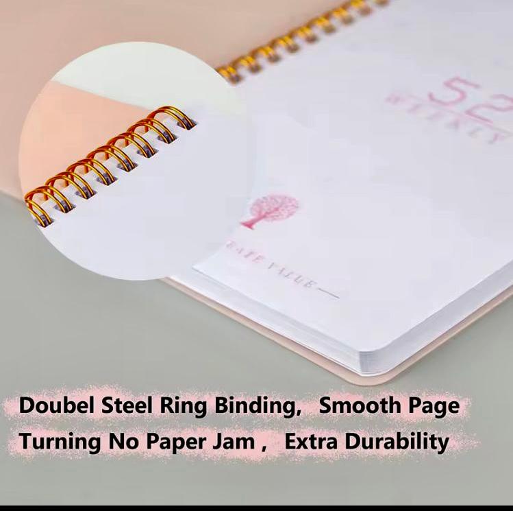 This weekly planner has double steel ring binding, smooth pages and extra durability