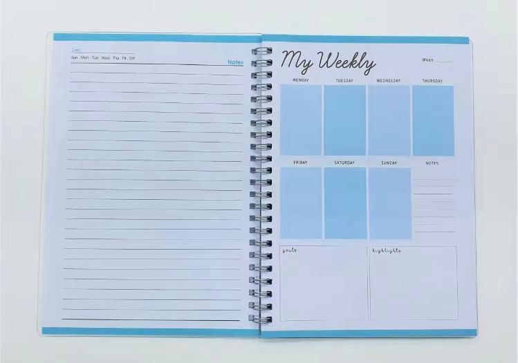 Translucent blue weekly planner 